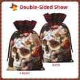 thumbnail image 2 of KLL Rose Floral Skull for Christmas Gift Bag,Christmas Burlap Goody Gift Bags with Plaid Drawstrings for Xmas Presents Holiday Party Favor Treats Candy-Black, 2 of 8
