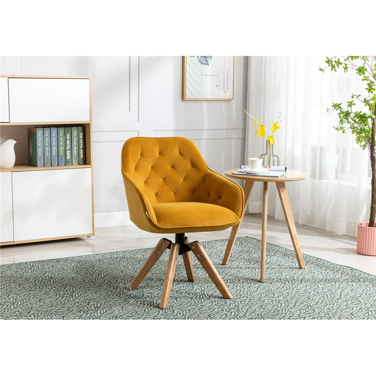 Velvet Swivel Accent Chair, Modern Tufted Upholstered Wingback