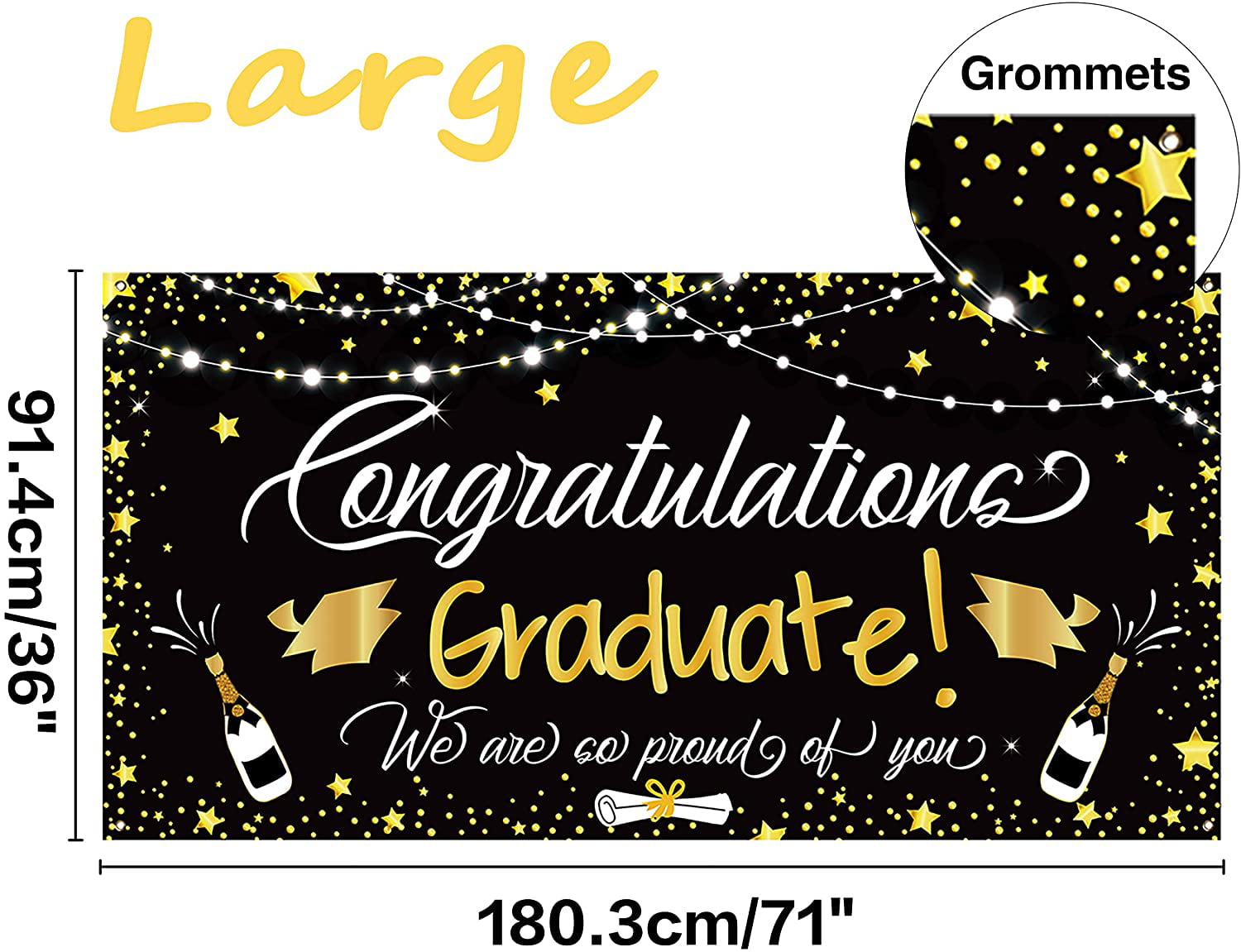 URMAGIC Black Glittery Class of 2020 Banner and Black Glittery Circle Dots Garland,Congratulations Banner,Graduation Party Decorations,Grad Party Supplies,Congrats Banner,Graduation Hanging Banner 