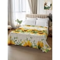 thumbnail image 2 of Sunflower Flat Sheet Only Twin Size, Soft Breathable Bed Top Sheets for Mattress, Country Botanical Yellow Green Floral Leaf Luxury Bedding Flat Sheets for Home Hotel Bedroom Bed Protection, 2 of 9