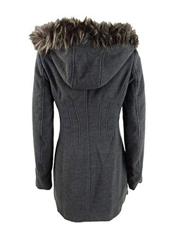 Maralyn & Me Juniors' Faux-Fur-Trim Hooded Coat Gray Size 2 Extra Large - image 2 of 2