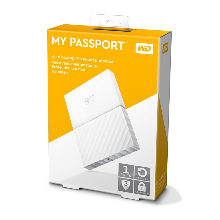 WD 1TB White My Passport Portable External Hard Drive - USB 3.0