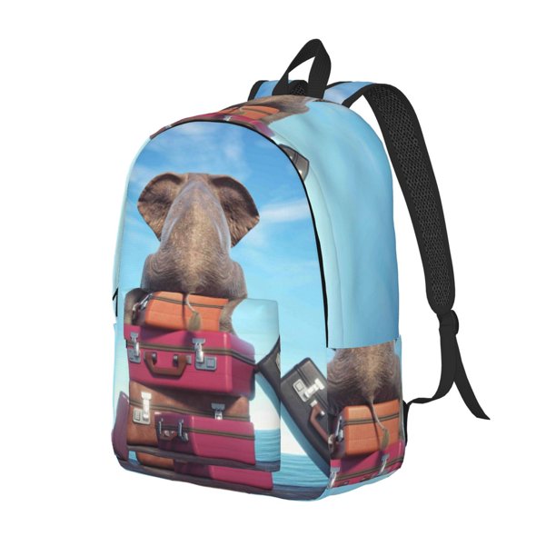 Easygdp Elephant Sits Mochila de Lona Resistente para Laptop, Compatible con Laptops de 15 a 17 pulgadas, Ideal para Escuela, Trabajo y Viajes-Small