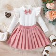 thumbnail image 2 of Sngxgn Girls 2 Piece Outfits Solid Long-sleeve Top and Button up Skirt Set(White,120), 2 of 9