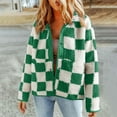 thumbnail image 7 of GigrtiJin Women's Fall Winter Plaid Fleece Jacket Lightweight Checkerboard Long Sleeve Button down Casual Coats, 7 of 7