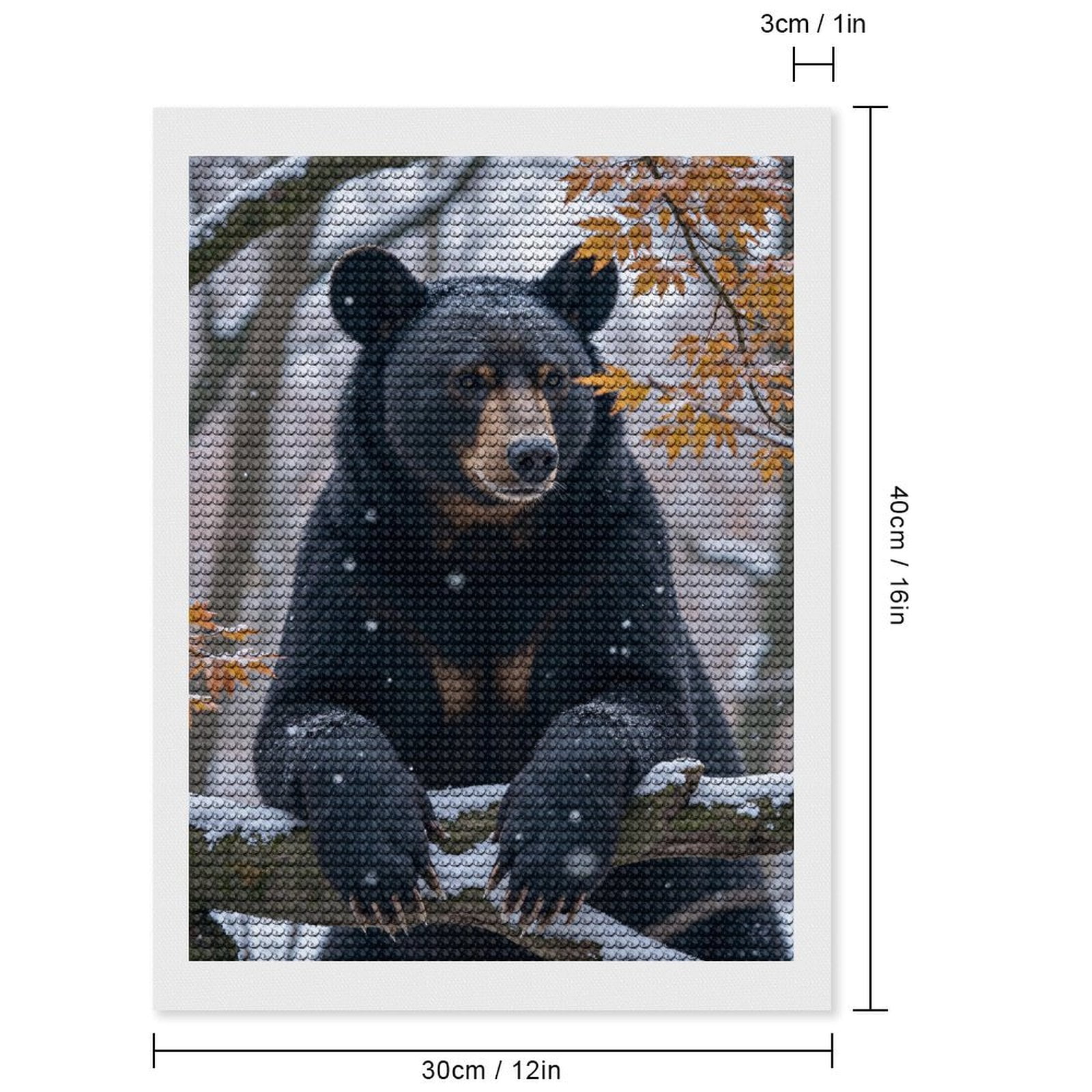Diamond Art Kits for Adults, Bear In Snowy Forest Scene 5D Diamond Painting Kits for Adults Beginners, DIY Full Drill Diamond Painting, Gem Art and Crafts 12x16