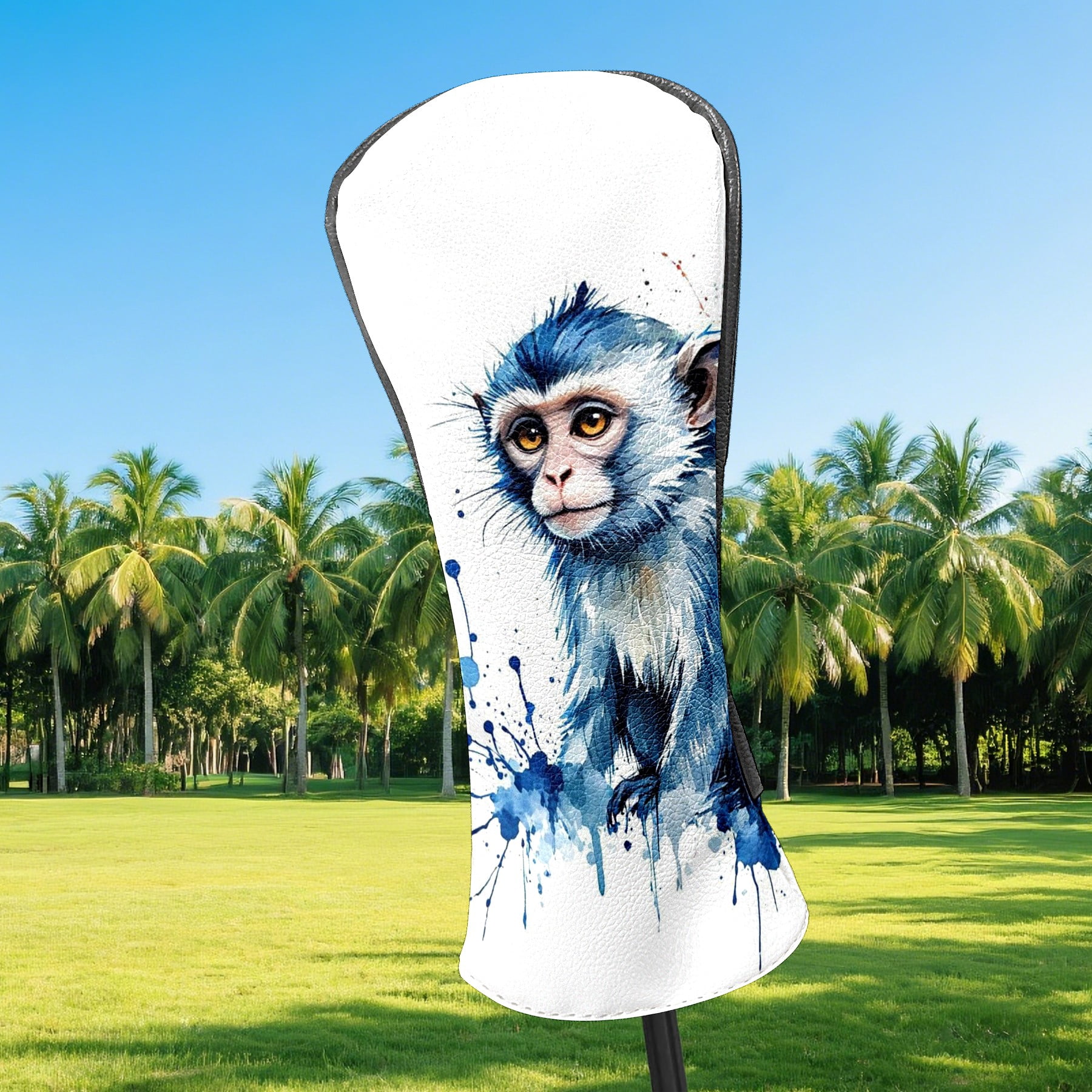 Golf Club Covers, Blue Monkey Premium PU Leather Driver Hybrid Putter Head Covers with Velvet Lining, Waterproof Golf Gifts for Men Women