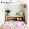 thumbnail image 3 of ODIKA 3'x5' Machine Washable Non-Slip Area Rug, Whimsical Bubble Gum Swirls and Dots Patterned Plush Floor Accent High Traffic Rug, Pink, 684112, 3 of 7