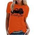 thumbnail image 1 of Blusa de manga corta con estampado de otoño y cuello redondo informal de verano para mujer Pompotops  hfajkhk139914, 1 of 4