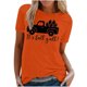 thumbnail image 1 of Blusa de manga corta con estampado de otoño y cuello redondo informal de verano para mujer Pompotops  hfajkhk139918, 1 of 4