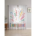 thumbnail image 4 of Sheer Curtains 72 Inches Long 2 Panels, Congratulations Words Rod Pocket Curtain Voile Draperies, Colorful Celebration Ribbon Light Filtering Window Treatment for Living Room Kitchen Bedroom, 4 of 8
