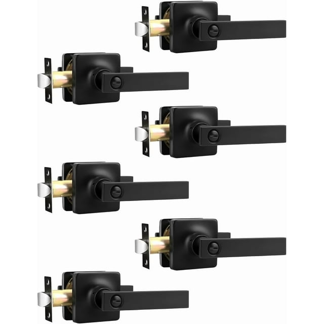 Poignées de Porte en Nickel Satiné, Levier d'Intimité Intérieur, Boutons de Porte en Nickel avec Verrou, Leviers de Porte, Poignée pour Chambre et Salle de Bain, Réversible