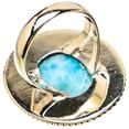 thumbnail image 3 of Larimar Ring Size 7.5 (925 Sterling Silver)  - Handmade Boho Vintage Jewelry RING133115, 3 of 3