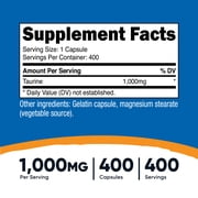Nutricost Taurine 1000mg, 400 Capsules - Non-GMO & Gluten Free Supplement