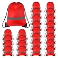 thumbnail image 1 of Unique Bargains Drawstring Backpack Bulk Gym Draw String Bags Reflective Strips Cinch Sack, Red 25 Pack, 1 of 7