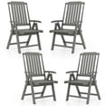 thumbnail image 1 of Gymax 4PCS Foldable Patio Chair w/Armrest Curved Back Slatted Seat for Backyard Deck Gray, 1 of 10