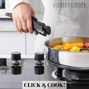 Country Kitchen Pots and Pans Cookware Set, 16-Piece Stainless Steel with Removable Handle, Silver