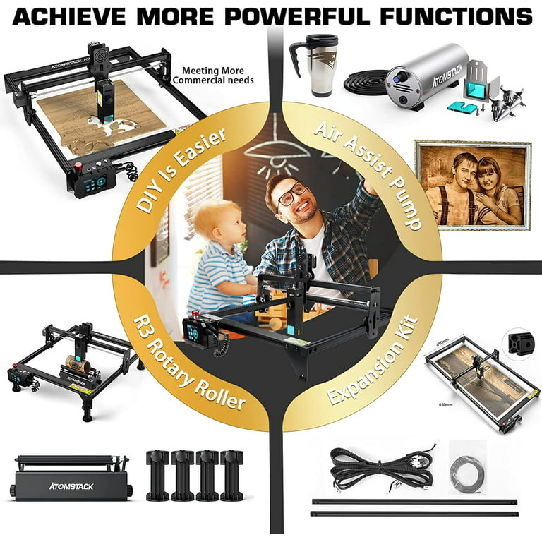 ATOMSTACK A10 150W Effect CNC Laser Engraver Cutter Engraving Cutting Metal  Arcylic Wood Leather 10W Laser Output Expansion Kit - AliExpress