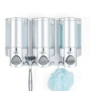 Better Living Products 76335-1 Aviva 3 Chamber Adhesive Shower Dispenser, Satin Silver