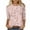 Pink, variant on Lolmot Women's 3/4 Sleeves Tops Blouse Fashion Printed Loose Holiday T-shirt Round Neck Casual Comfy Mid-length Tops Shirts