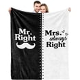 thumbnail image 1 of LHSHID Mr. Right Mrs. Always Right Blanket Wedding Engagement Gifts for Husband Wife Newlywed Couples Bride Groom Anniversary Bridal Shower 30"x40", 1 of 7