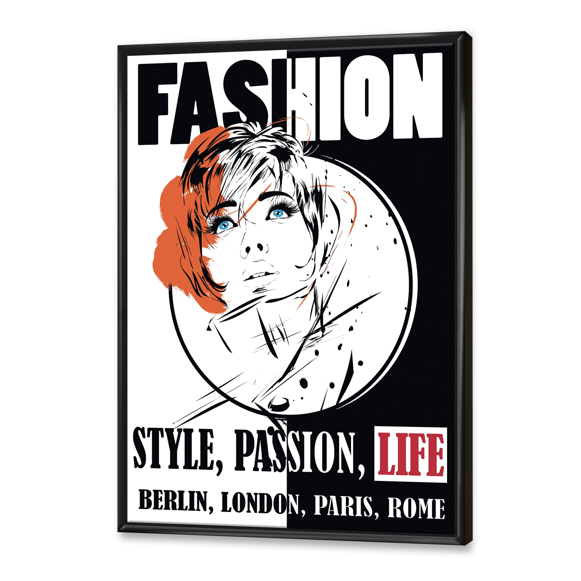 Designart 'Style Passion Life Fashion Woman IV' Vintage Framed Canvas Wall Art Print