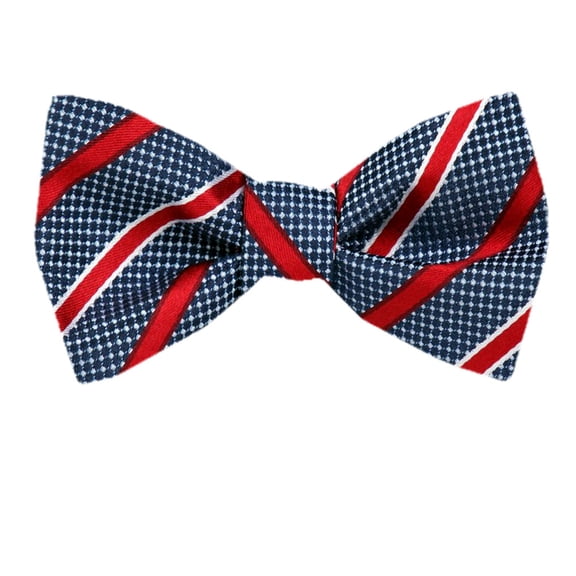 Mens Silk Stripe Plaid Designer Self Tie Bow Tie