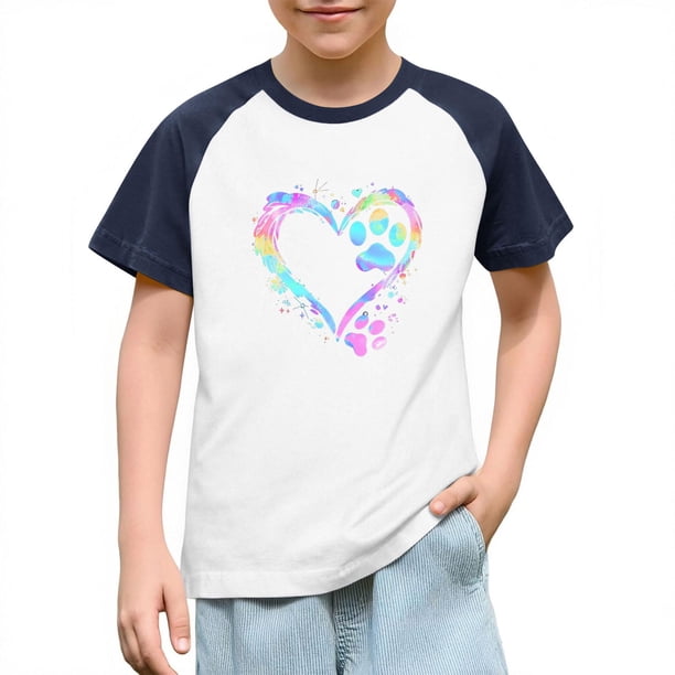 Blusas y camisas de manga corta con cuello redondo para niños y niñas, blusa de manga corta con estampado de cuello redondo
