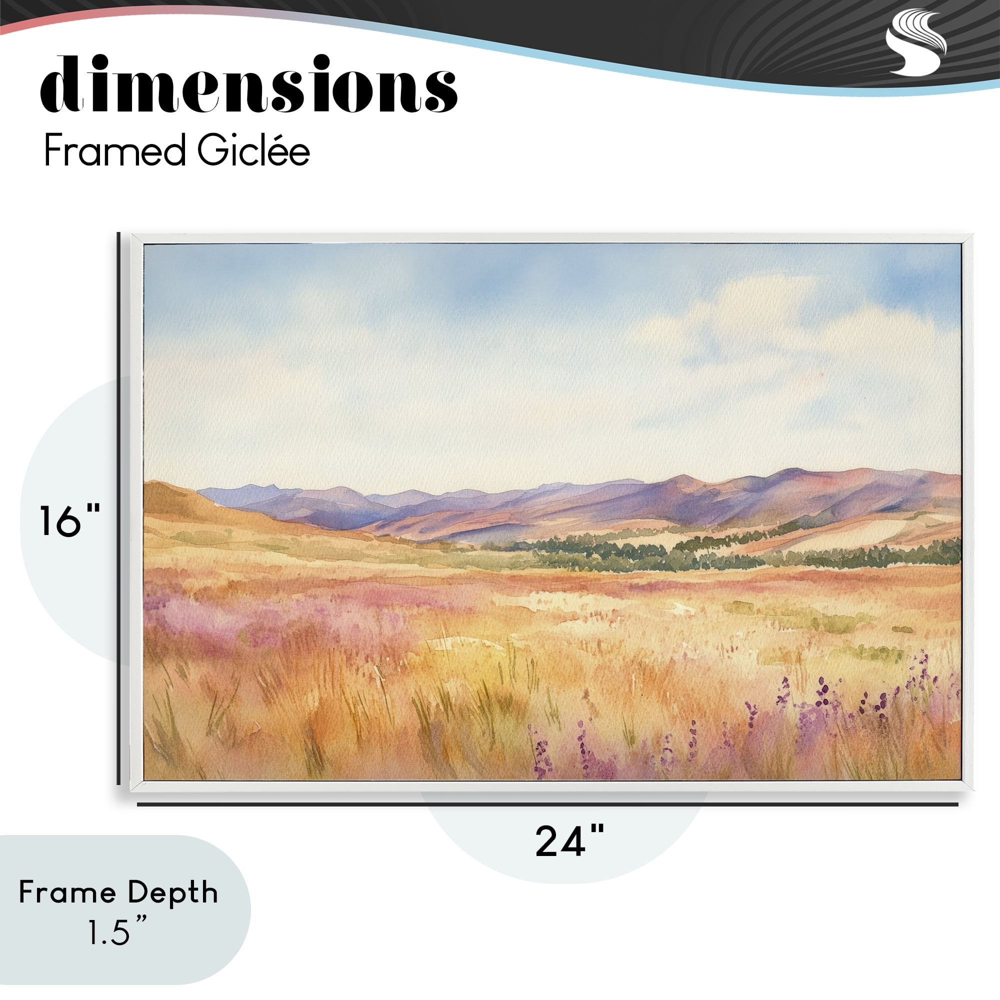 Stupell Industries Pastel Valley Panorama White Framed Giclee Art, design by Petal Prints Design