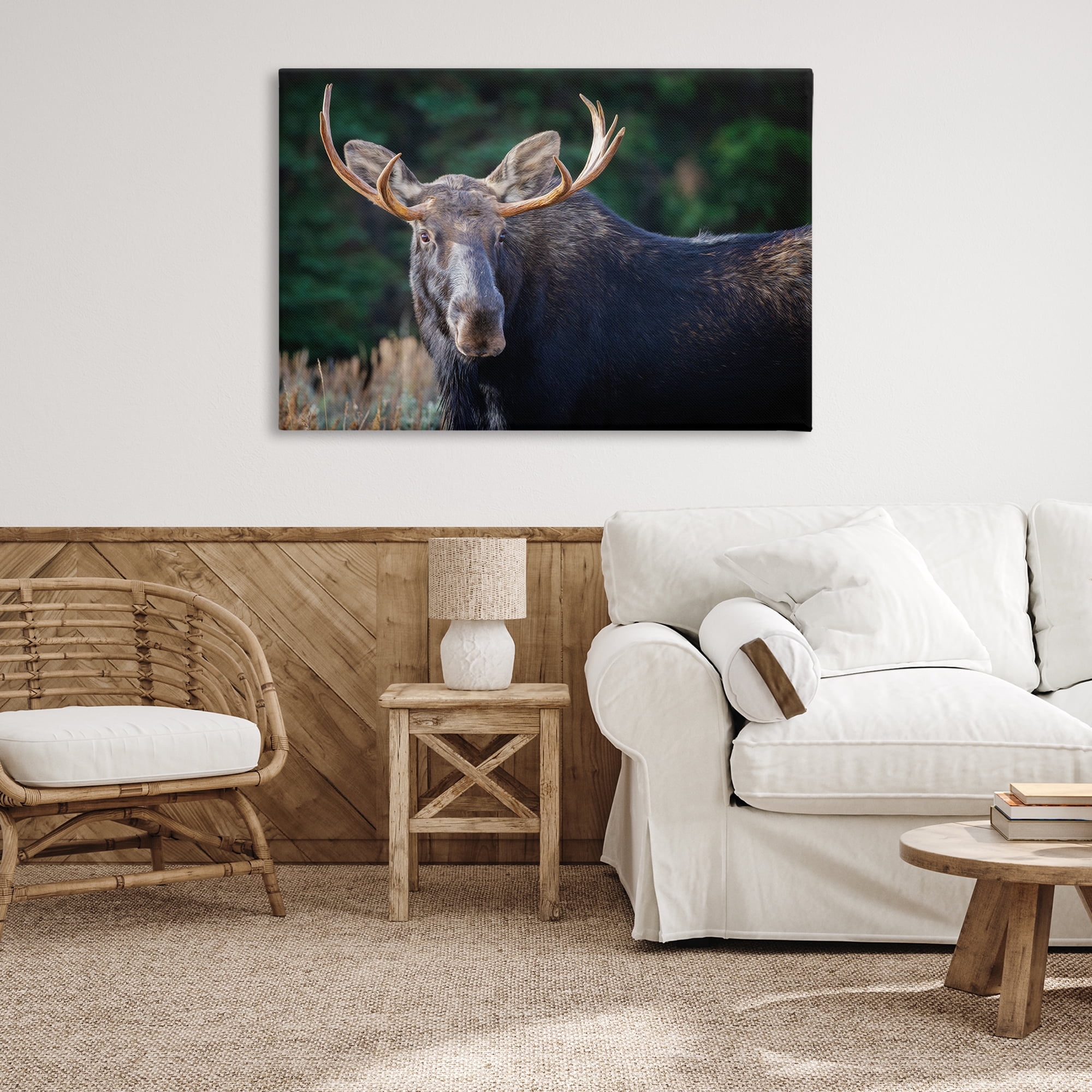 Stupell Industries Stoic Elk Portrait Animals Photography Wrapped Canvas Art Print Wall Art, 45 x 30