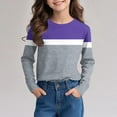 thumbnail image 4 of Lmnyox Girls Long Sleeve Crew Neck Shirt Color Block Basic Pullover Tee Kids Teens Fashion Tops Clothes, 4 of 7