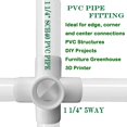 thumbnail image 4 of Paquete de 6 accesorios de PVC de 1 1/4, codo de 5 vías, accesorios de PVC para muebles resistentes SCH 40, tees de salida lateral de 5 vías, accesorios de tubería Conner para cobertizo de invernadero, 4 of 5