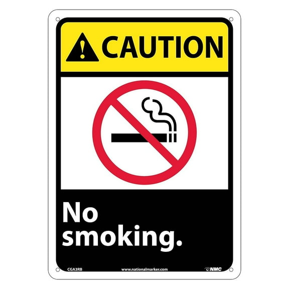 National Marker No Smoking (W/Graphic) 14X10 Rigid Plastic Caution Sign CGA3RB