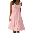 thumbnail image 1 of Erwazi Robes d'Été Sans Manches pour Femmes Décontractées Amples Robe de Plage à Volants à Étages Évasée Robes Soleil Robe Débardeur, 1 of 6