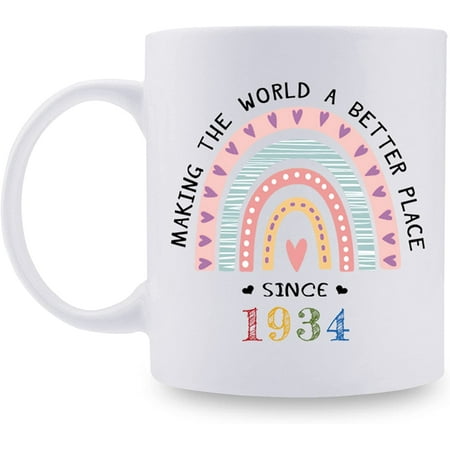 

1934 Birthday Gifts for Women - Making The World A Better Place Since 1934 Coffee Mug 11 oz - Great 1934 Birthday Gifts for Mom Aunt Wife Friend Sister Cousin Coworker
