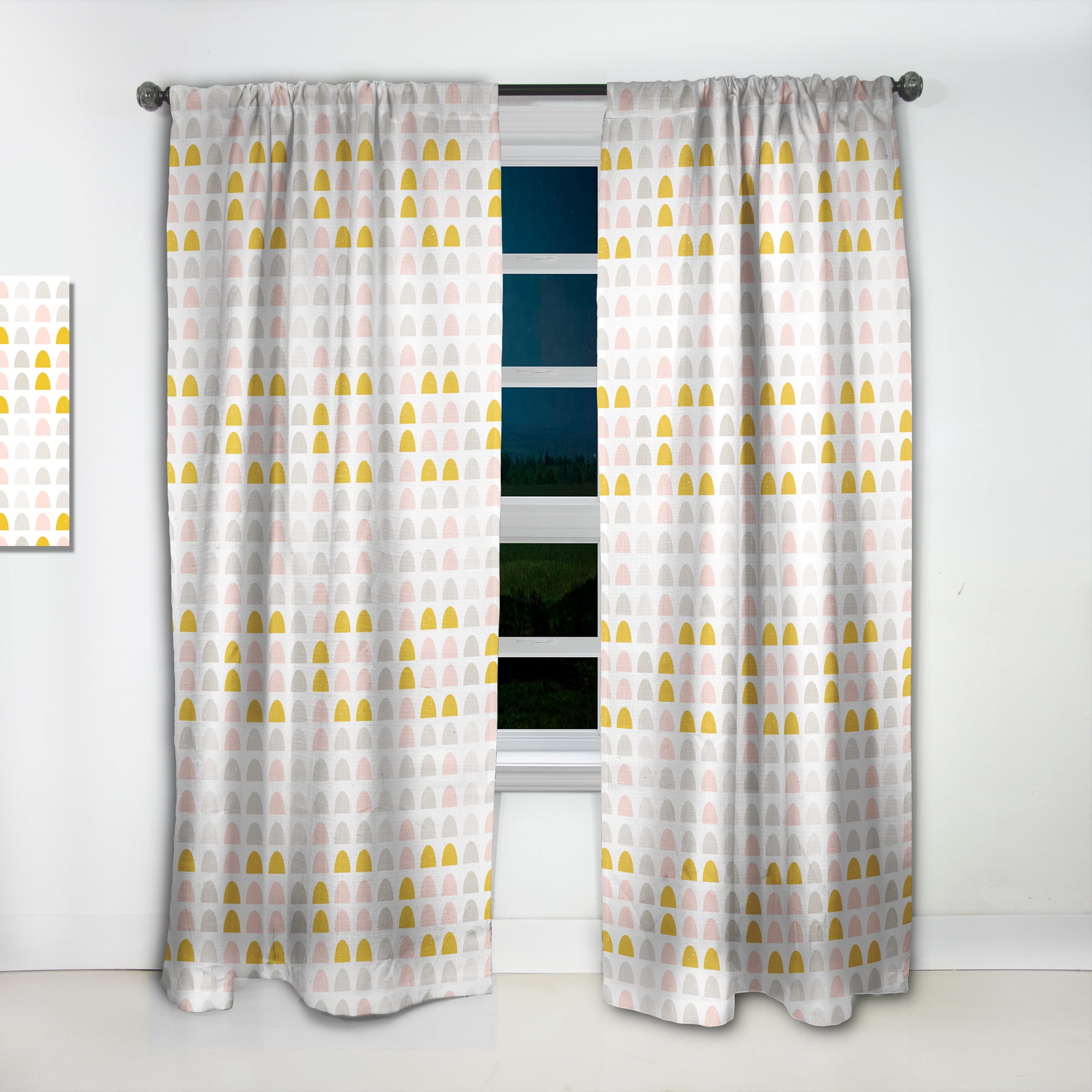 Designart 'Pastel Circular Retro Pattern III' Mid-Century Modern Curtain Panel