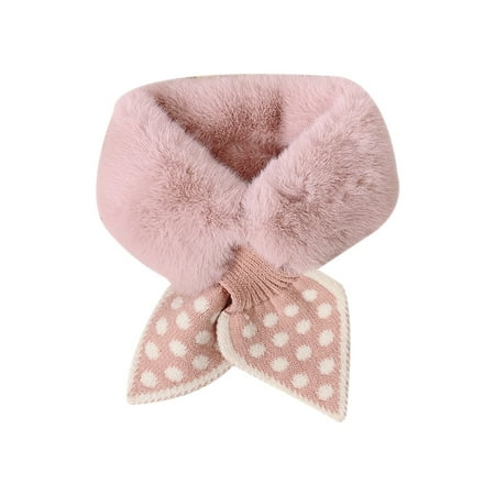 

SUPERHOMUSE New Winter Sweet Plush Polka Dot Children Scarf Korean Girl Knit Scarf (3342) Black