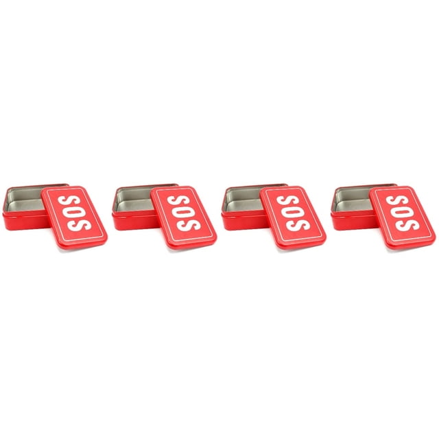 HLONK 4pcs SOS Outdoor Survival Emergency Tool for Wire Saws Folding Compass Multi-Purpose Plier with Flashlight Fire Starter Whistle Storage Box (Red)