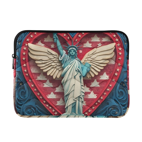 FORMRS 13-13.3 inch Laptop Sleeve Case Soft Carrying Quilted Computer Bag Cover, Statue of Liberty Pattern