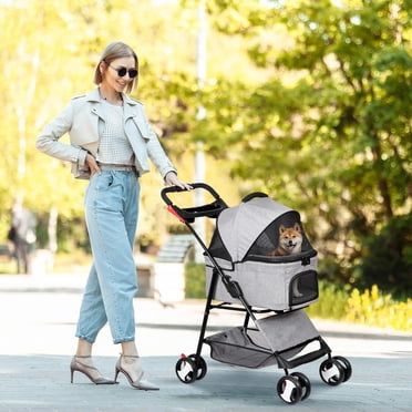 Foldable Pet Stroller, Dog Stroller For Medium Dogs 30 Lbs, Portable