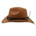 thumbnail image 5 of MIASHUI Unisex Tibetan Style Cowboy Hat with Wide Brim, Sun Protection Hat for Grassland Riding and Dance, Ethnic Mongolian Hat for Men and Women Khaki, 5 of 7