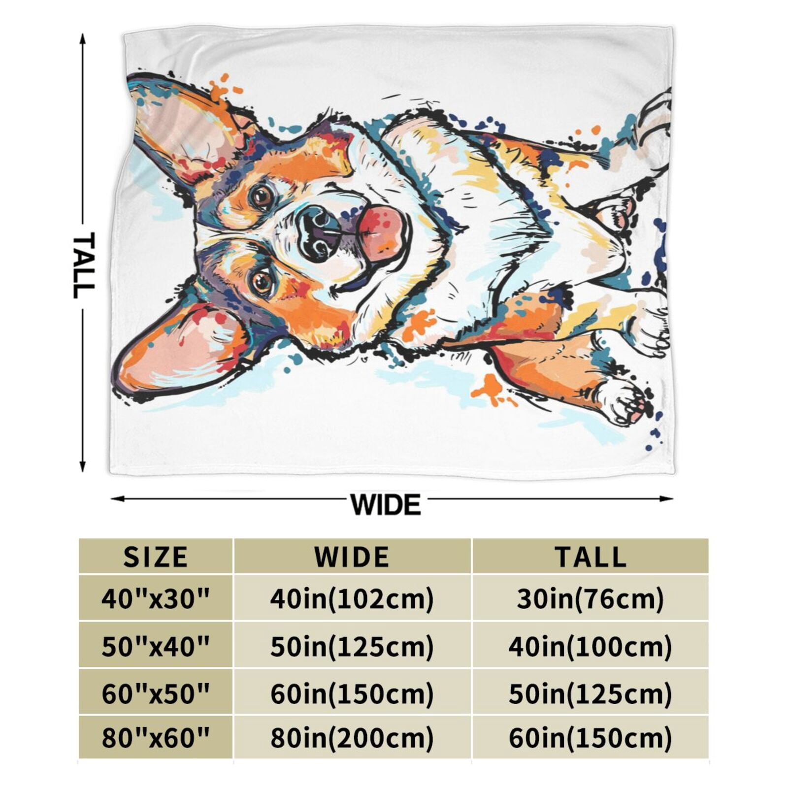 Wijzvio Corgi Dog Throw Blanket Soft Fuzzy Fleece Blanket For Couch Bed Living Room Decoration 60"X50"