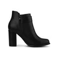 thumbnail image 3 of BLISSFUL STEP Women's Round Toe Circle Buckle Block High Heel Ankle Boots, 3 of 7