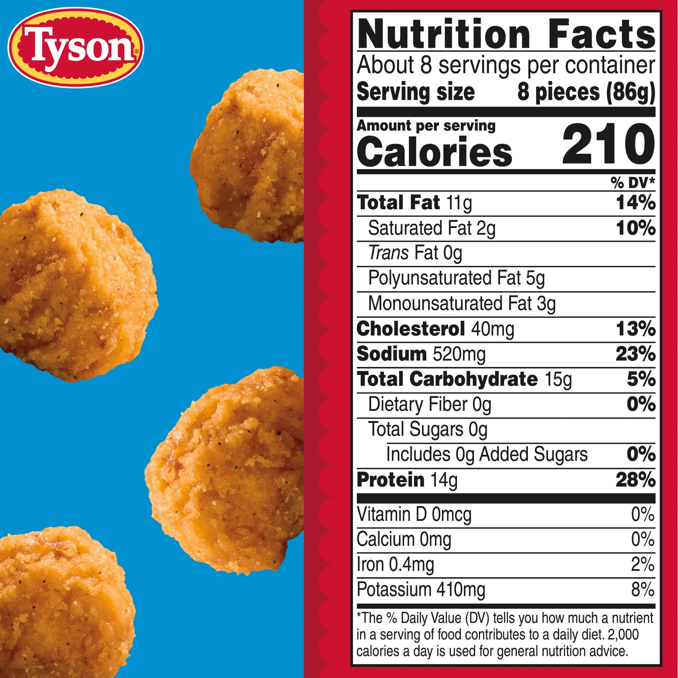 Tyson Popcorn Chicken, 25 oz (Frozen, Fully Cooked)