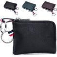 thumbnail image 1 of shiyou-Leather Coin Purse Wallet with Key Chain Small Change Purse Keychain Card Holder Keychain Pouch Small Keychain Wallet for Women and Men, black, Coin Purses & Pouches, 1 of 4
