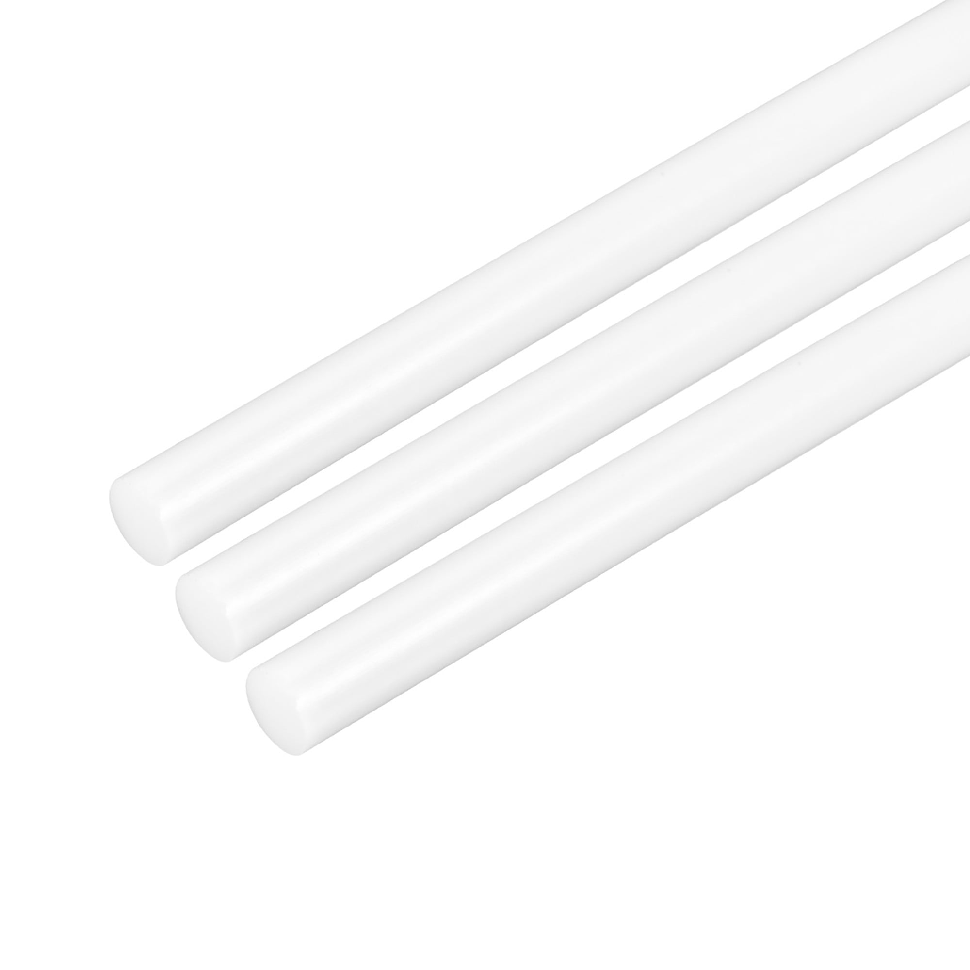 3pcs Plastic Round Rods 1/4" Dia 20" Length White (POM