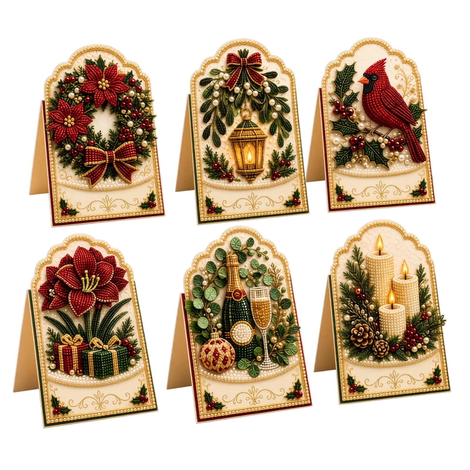 Plumora Diamond Art Greeting Cards Kit for Christmas - DIY Card Making Craft Set for Adults Kids Holiday Winter Gift Giving and Home Decor Activity