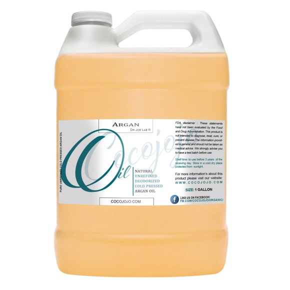 cocojojo Aceite de argán puro desodorizado - Todo natural - Aceite de argán marroquí - Filtrado para reducir el olor - Perfecto para la piel, cara, cabello, uñas - Aroma reducido - (1 galón)