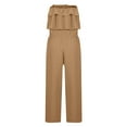 thumbnail image 5 of aidice Summer Jumpsuits for Women Off-Shoulder Ruffle Drawstring Waisted Casual Cropped Pants Rompers, 5 of 7