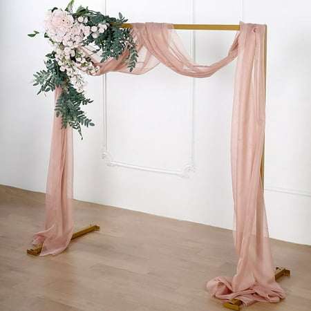 Image of Efavormart 18Ft Dusty Rose Sheer Organza Curtain Panels Window Scarf Valance Wedding Arch Draping Fabric for Top Table Event Party Home Decor Stair Bow Backdrop Curtain Decoration